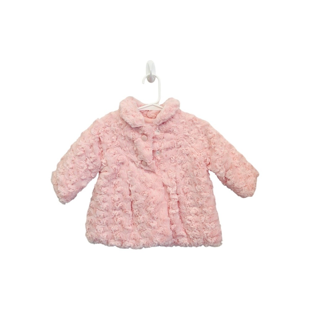 Mayoral Newborn Pink Faux Fur Rosette Coat Jacket 4-6M